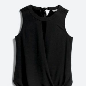 41 Hawthorn Clearwater Mixed Material Surplice Blouse - S - Black